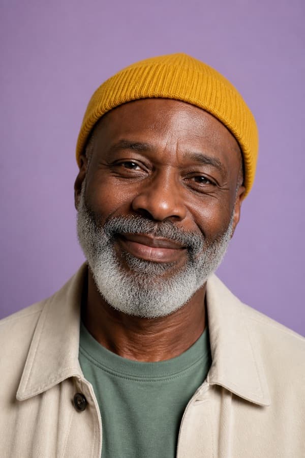 Creator wearing a mustard beanie